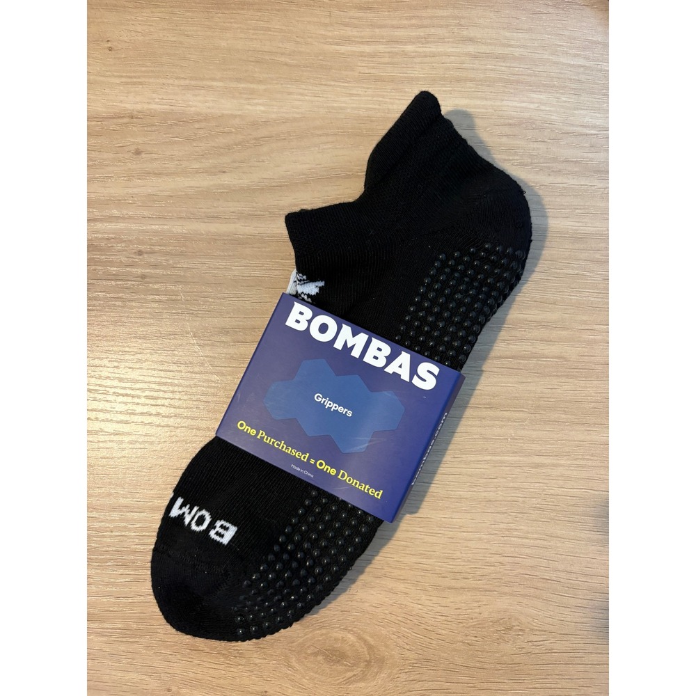 NWT Bombas Gripper Ankle Socks Large Black Midweight Non-Slip Cushion Cotton NWT